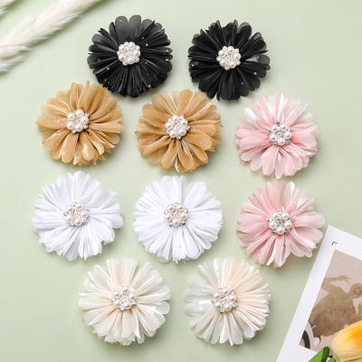 10 Stück Süße Florale Haarspangen Chiffon Mit Perlenverzierung Minimalistische Blumen-Haarspange Für Mädchen Kinder Accessoires Baby Kopfschmuck
