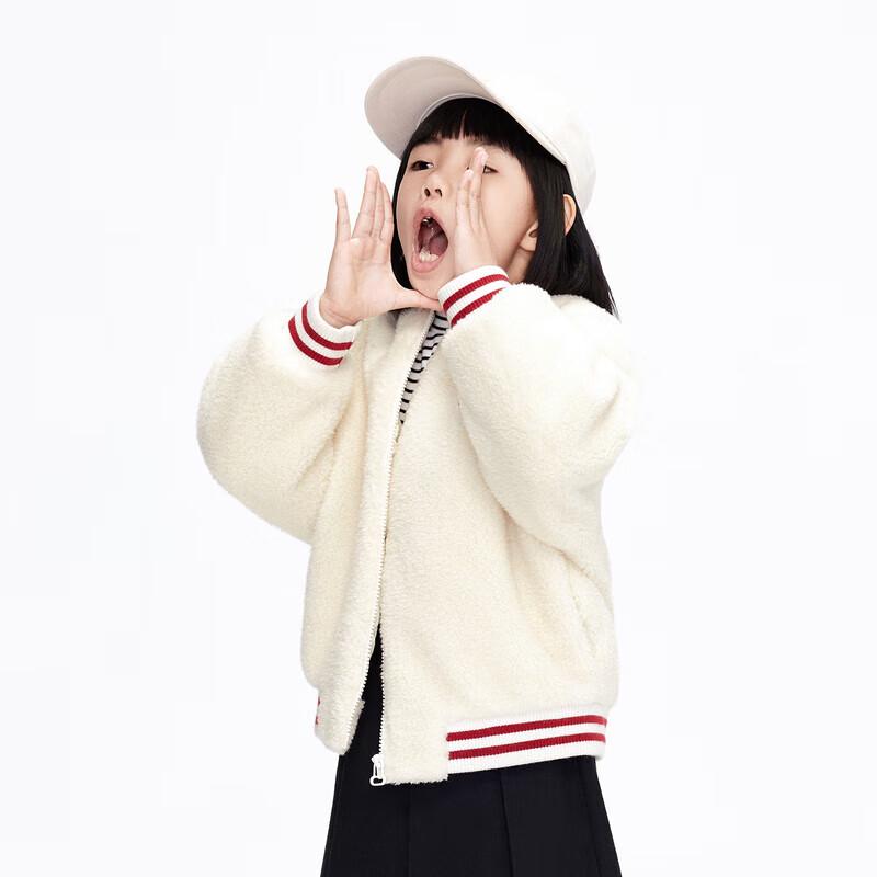 little MO&Co. Wool-Blend Faux Lambswool Baseball Jacket 120