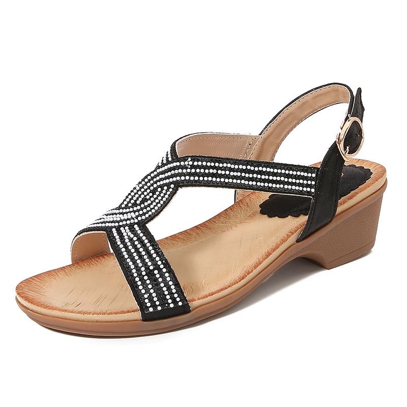 2024 damenschuhe Böhmischen neue mode strass sandalen plattform keilabsatz frauen schuhe