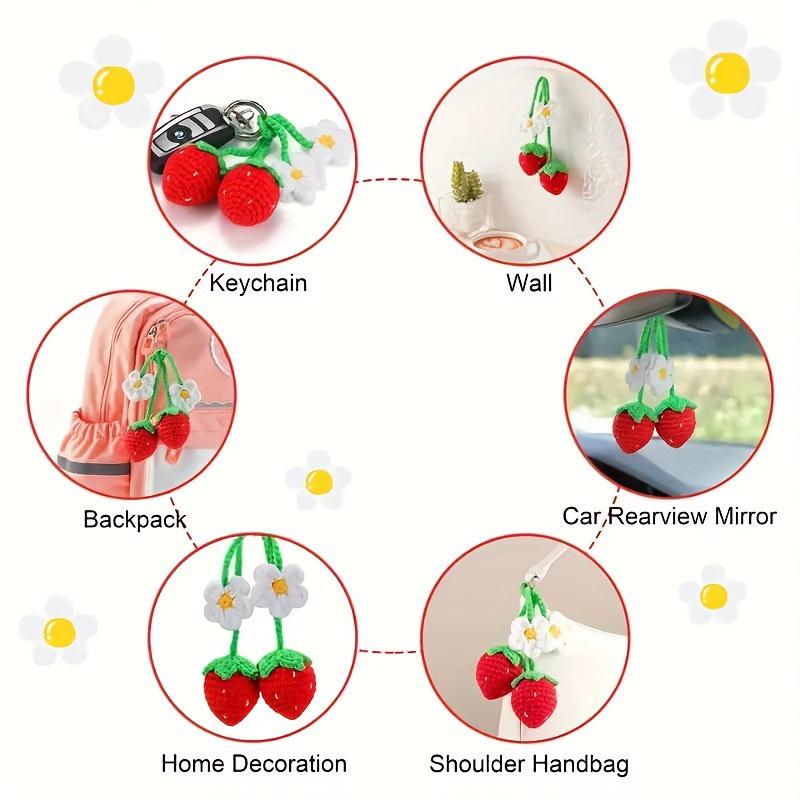 Handmade Knitted Strawberry Car Ornament Hook: Elegant DIY Decor
