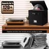Record Album Case Organizes 120Vinyls Secure Bottom Design Easy Carry Handle Storage Box Adjustable Divider Design