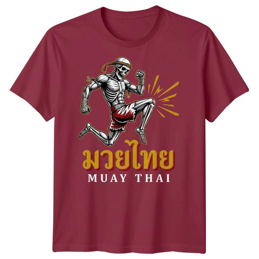 Muay Thai Skeleton Mma Unisexs T Shirt Mixed Martial Arts Cotton Graphic Tee