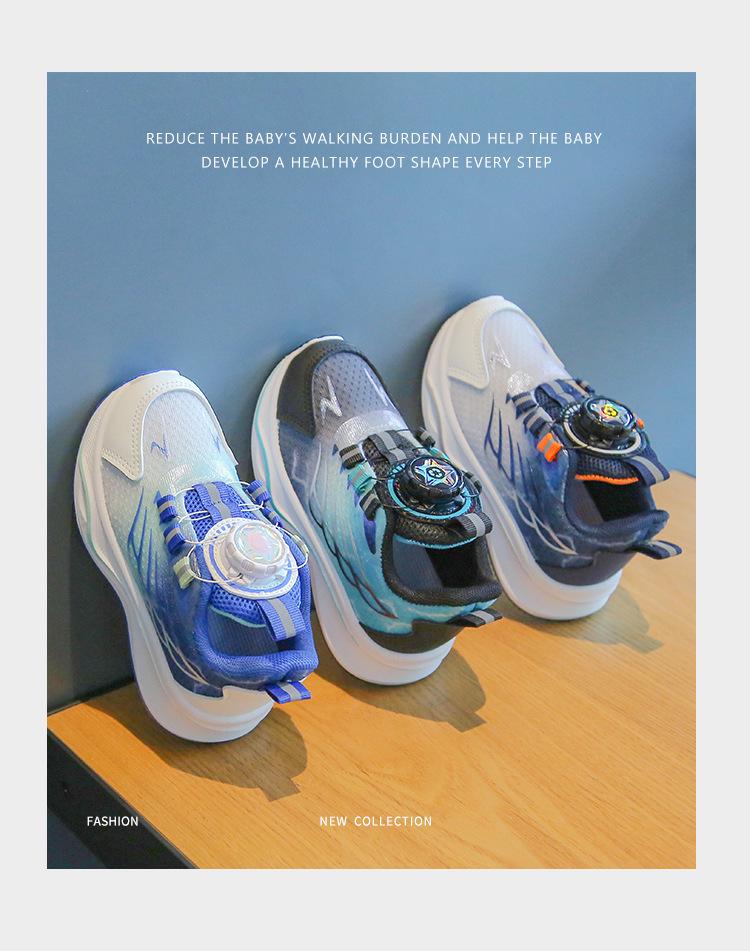 2026 Kids' Sports Shoes: Boys' Casual Button Sneakers & Girls' Soft Sole Running Mesh Shoes for Spring & Autumn