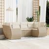 Vidaxl 6-Cz. Gartenmöbel-Set mit Kissen, Beige, Polyrattan