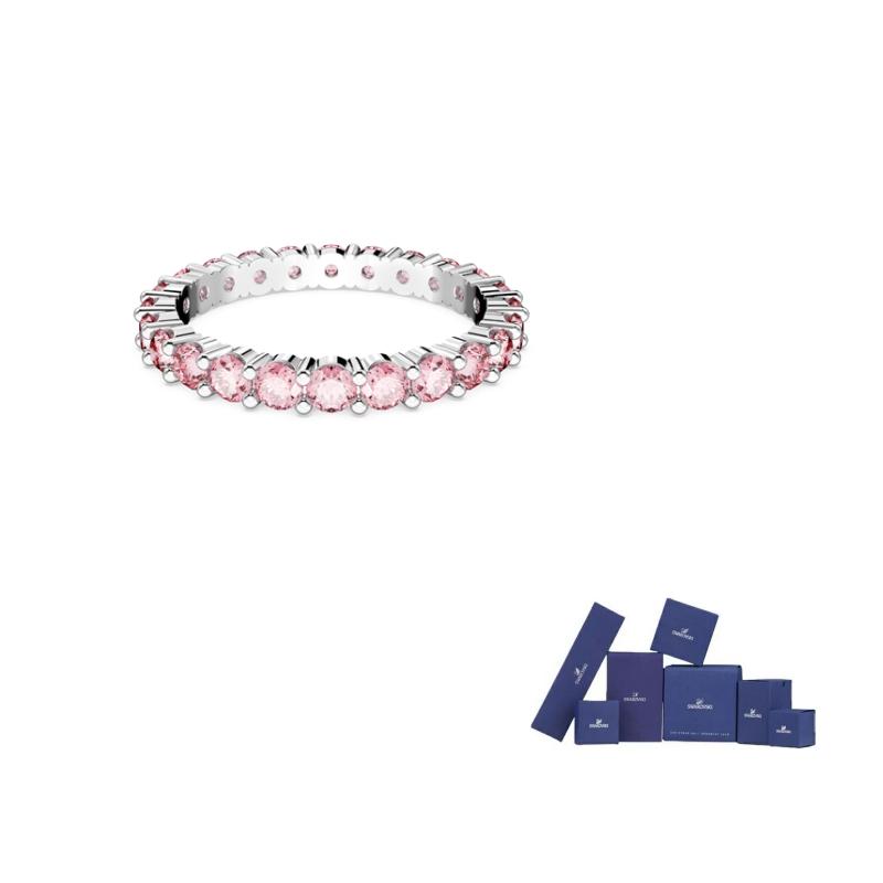 Swarovski Matri Cubic Zirconia, Rhodium Plated Rings Womens 55-Original brand box розовый