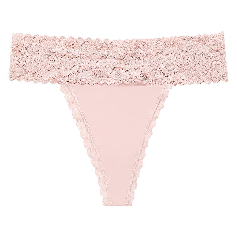 European and American Lace Splicing T-shaped Underwear Women's Large Size Sexy Seamless Low Waist Pure Cotton Crotch Sports Fitness Underwear