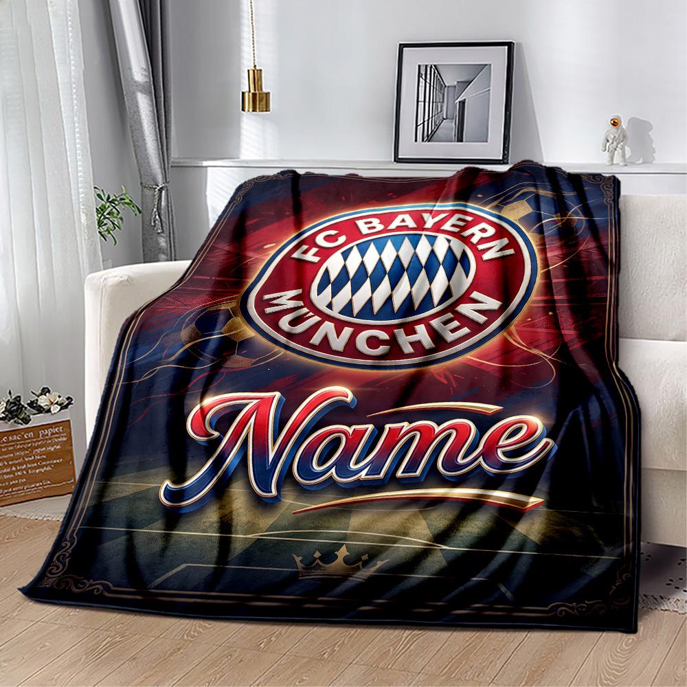Bayern Munich Soccer Poster Personalized Text Blanket Throw Personalized Blanket Soft & Cozy Suitable for Livingroom Sofa Nap Bedding