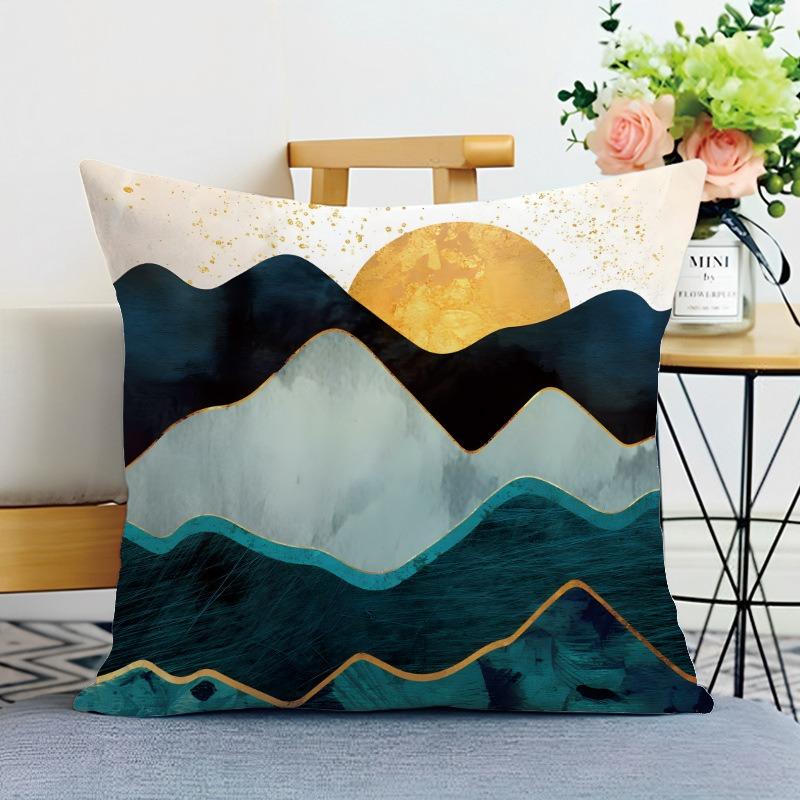 Simple Mountain Print Decorative Pillowcase Bedroom Living Room Square Cushion Pillowcase