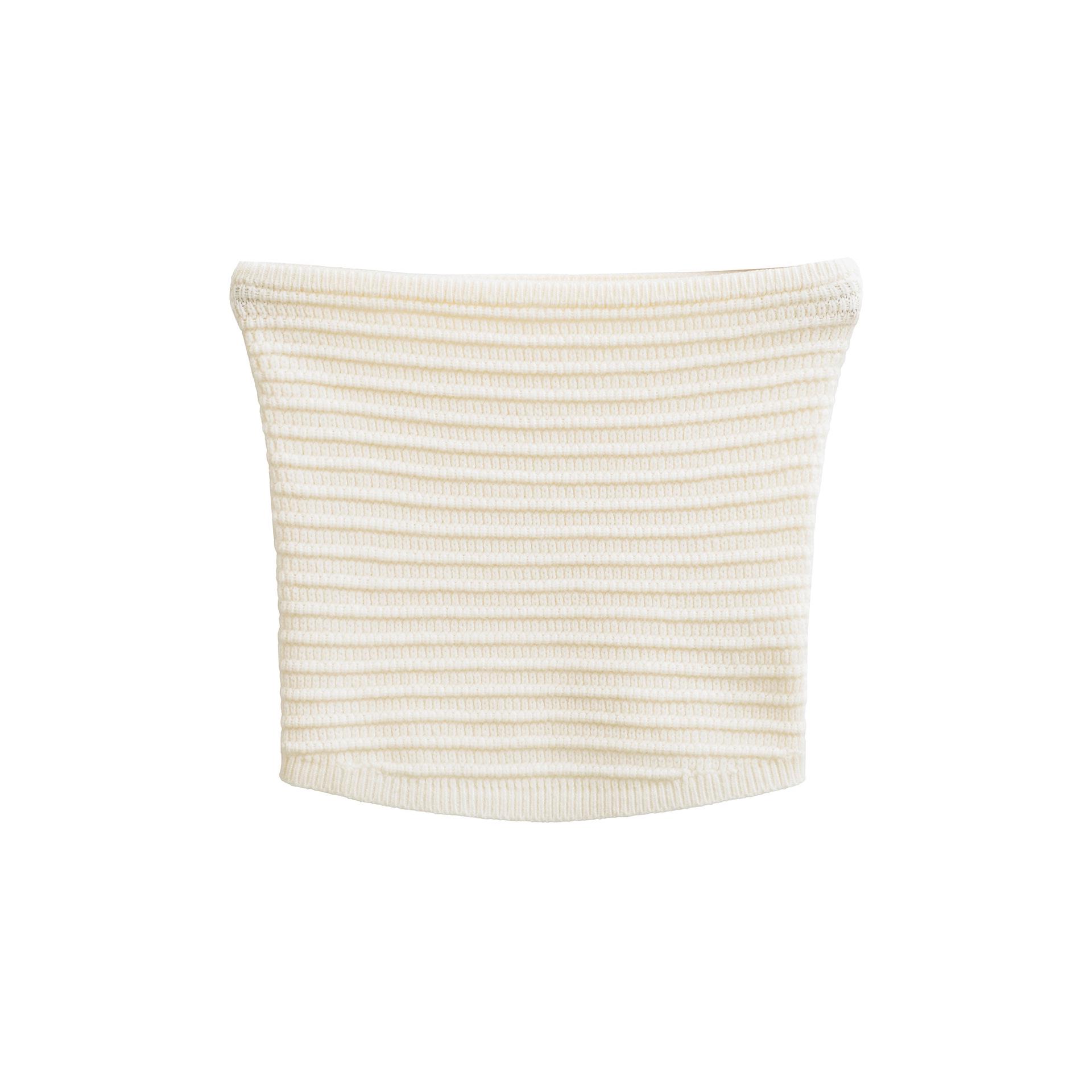 One-shoulder Knit Bandeau Slimming Sleeveless Top for Women - Multi-color, Spring/Autumn Wear S грязно-белый