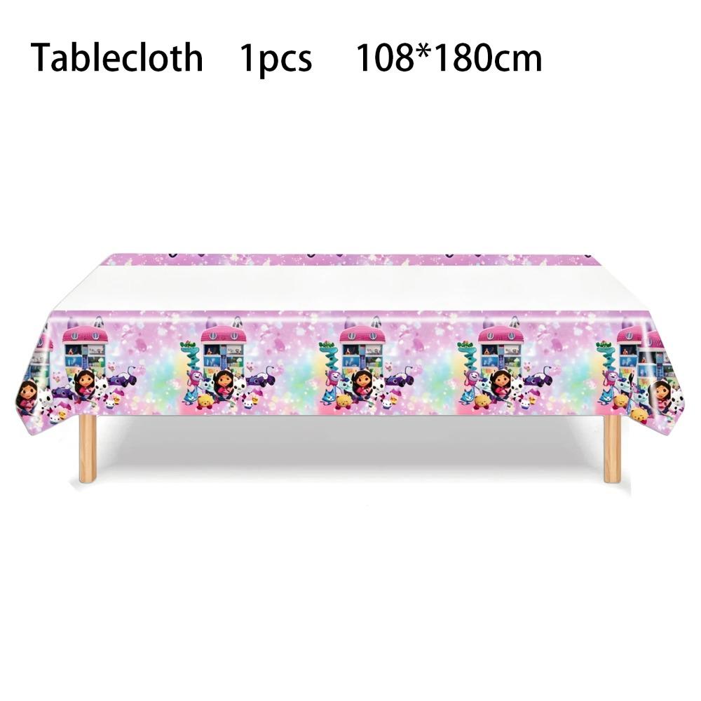 Pink Gabby House Birthday Party Decoration Banner Balloons Gabby Paper Cake Topper Plate Napkins Girl Party Decorations Supplies
