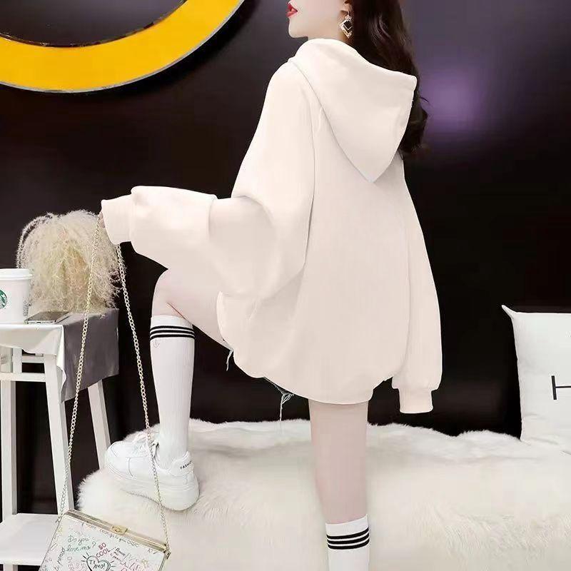 

Простой и свободный флисовый утолщенный худи большого размера, женский новый модный универсальный топ 3XL