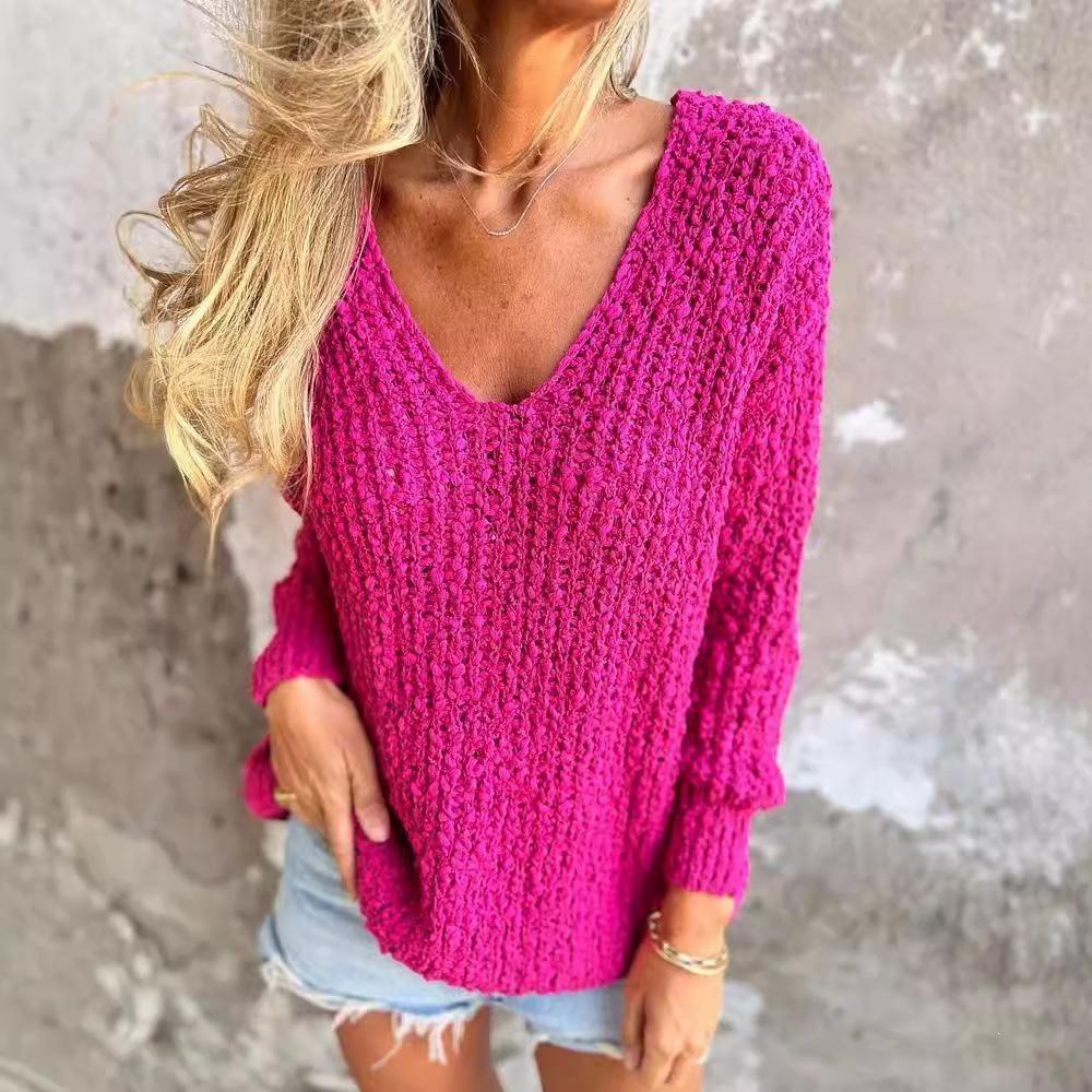 Autumn/Winter 2025 Chunky Knit V-Neck Long-Sleeve Sweater