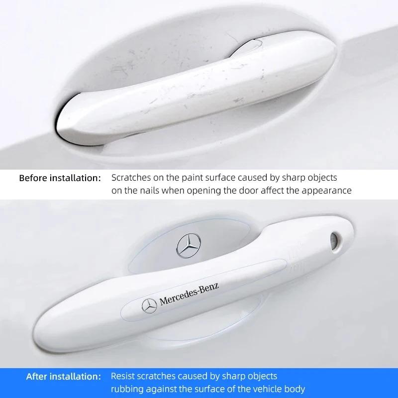 Clear PVC Transparent Car Door Handle Bowl Protector Film For Mercedes Benz AMG W204 W205 W177 Auto Refit Accessories W117 W222 VC0