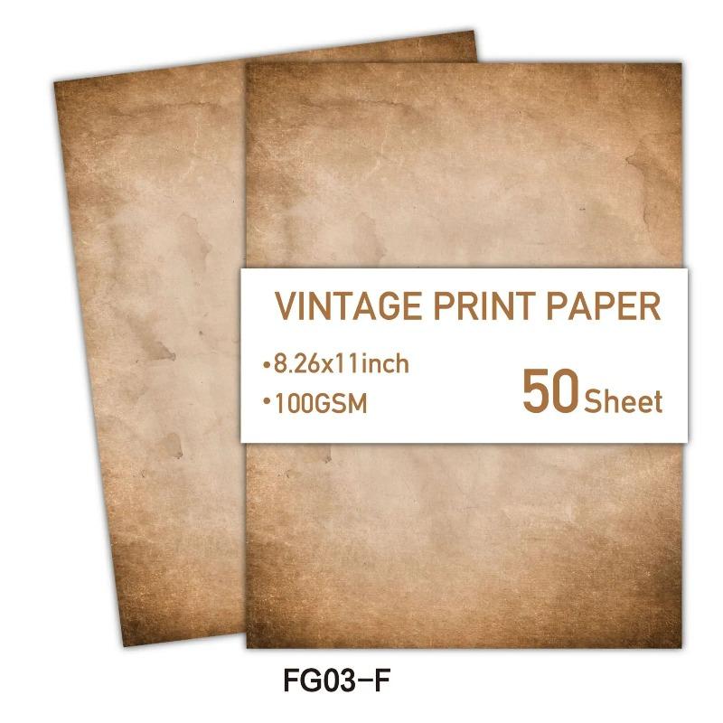 Xiaomi 50 Sheets Vintage A4 Paper, Double-Sided Antique Style Letter Paper, 210×285mm for Invitations, Letters, Journal & DIY Crafts