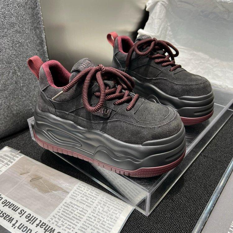 European Station leather muffin platform leopard print board shoes heightening shoes women's velvet 2025 new autumn casual biscuit shoes