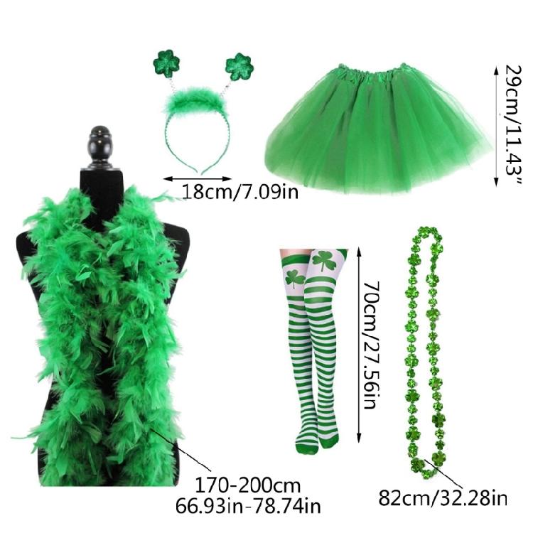 Saint Patricks Day Shamrock Headband&Necklace&Scarf&Leg Warmer for Girl Festival