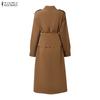 ZANZEA Women Casual Turn Down Collar Loose Long Sleeve Dress