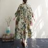 Dimanaf 2025 Summer Women Plus Size Loose Dress Vintage Floral Casual Buttons Long Dress New Oversized