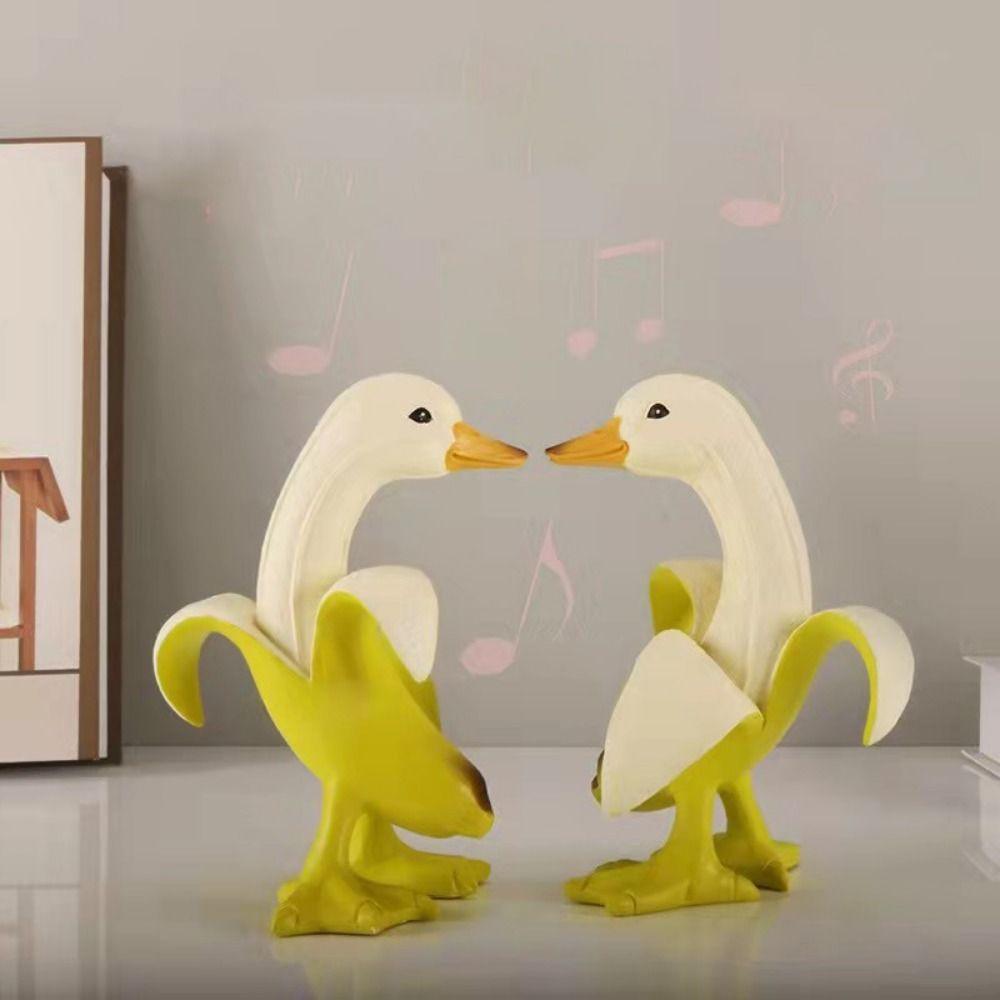 Cute Cartoon Banana Duck Unique Animal Ornaments Funny Banana Duck Figurines  Birthday Gift