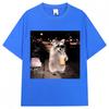Raccoon Drinking Iced Coffee Funny Meme Print T Shirt   Humor Animal T-shirts Oversized Cotton Casual T-shirt Streetwear