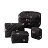 Quilted Bowknot Cosmetic & Wash Bag Travel Set