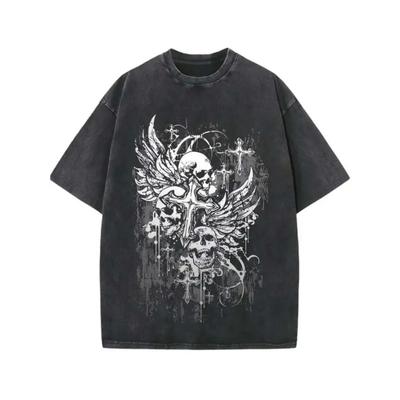 Dark Punk - Style Skulls And Wings, Cyber  Punk Style. Daily Prize Claim. A Retro Trendy Crew Neck Short Sleeve Top