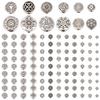 1set 120pcs 12 Styles Alloy Beads Flat Round Antique Silver 7~14x7~13x3~5mm Hole: 1~2mm 10pcs/style