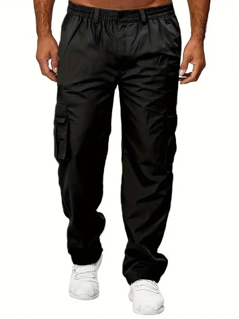 Men's Cargo Trousers Casual Multi-pocket Loose Straight Trousers Stretch-waist Spring Autumn Street Outdoor Sports Fitness Pants