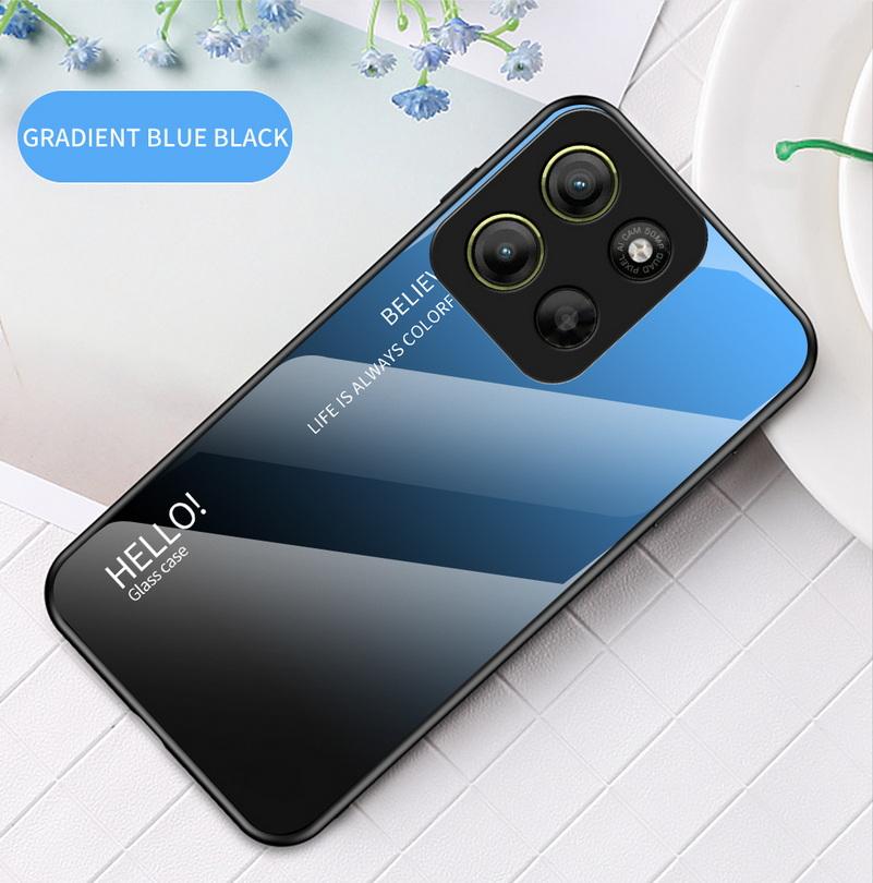 Gradient Tempered Glass Protect Case For Moto G15 G05 G85 G35 E15 G24 Edge 60 Fusion 60s 50 Neo 50 Pro 40 30 Ultra Glossy Cover