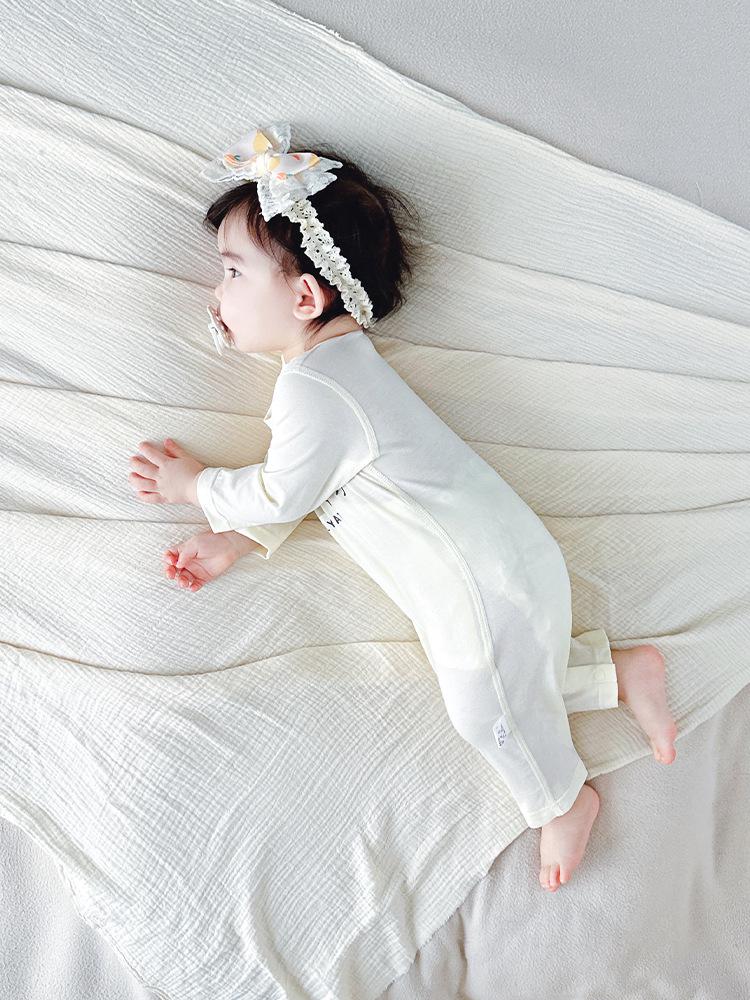7A Antibacterial Double-Layer Long-Sleeve Baby Romper - Boneless Pure Cotton Pajamas for Spring & Autumn