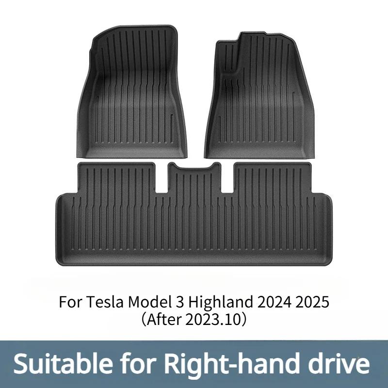 Floor Trunk Mats for Tesla New Model 3 Highland 2024 TPE Waterproof Wear-resistant Foot Pad Car Front Rear Trunk Mat Accessories