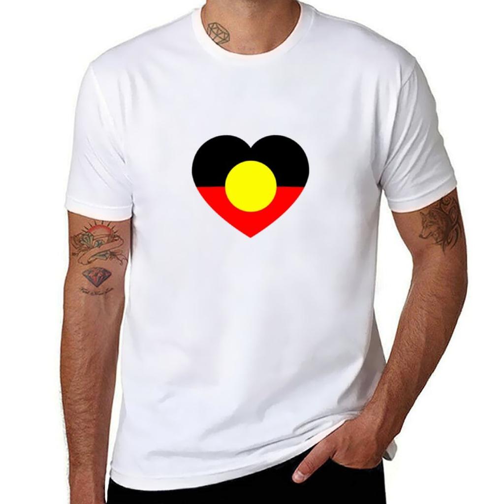 Aboriginal flag heart TShirt Abstract Pattern Print Top