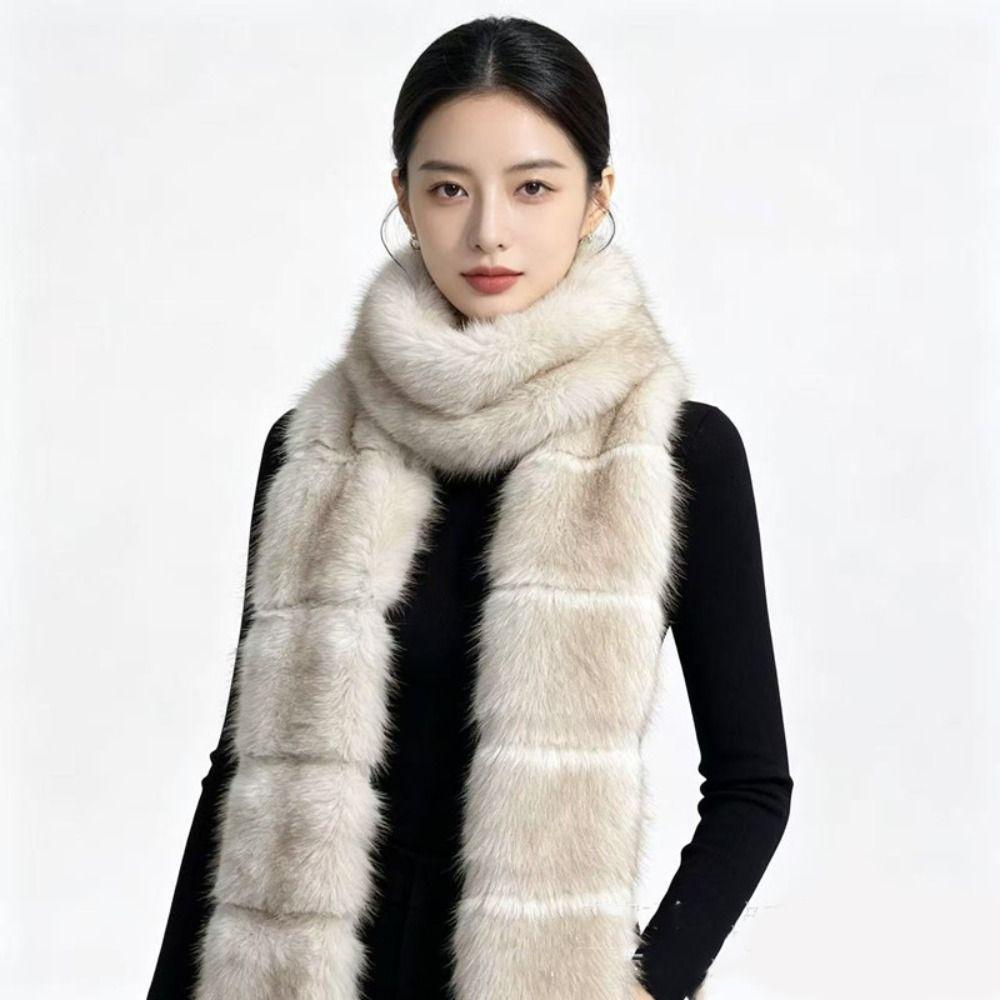 Imitation Mink Fur Fluffy Scarf Warm Winter Plush Scarf Elegant Shawl Wrap Office Ladys