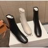 Comfortable Thiened Winter Velvet Lined Women's Boots Korean High Heel Side Zipper Faion Slim Boots Square Head Cotton Snow Boot