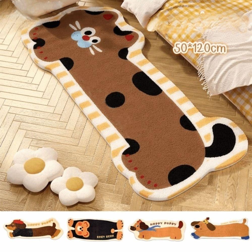 50*120cm Cartoon Bedroom Rug Absorbent Thick Imitation Cashmere Cat Bedside Carpet Wear-resistant Non-slip