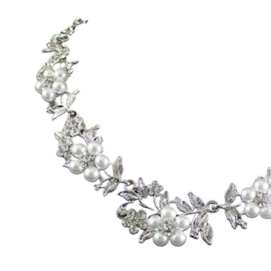 1 Takım Kolye Eardrop Moda Parlak Büyüleyici Sahte İnci Gümüş Kaplama Kolye Küpe Kadınlar için