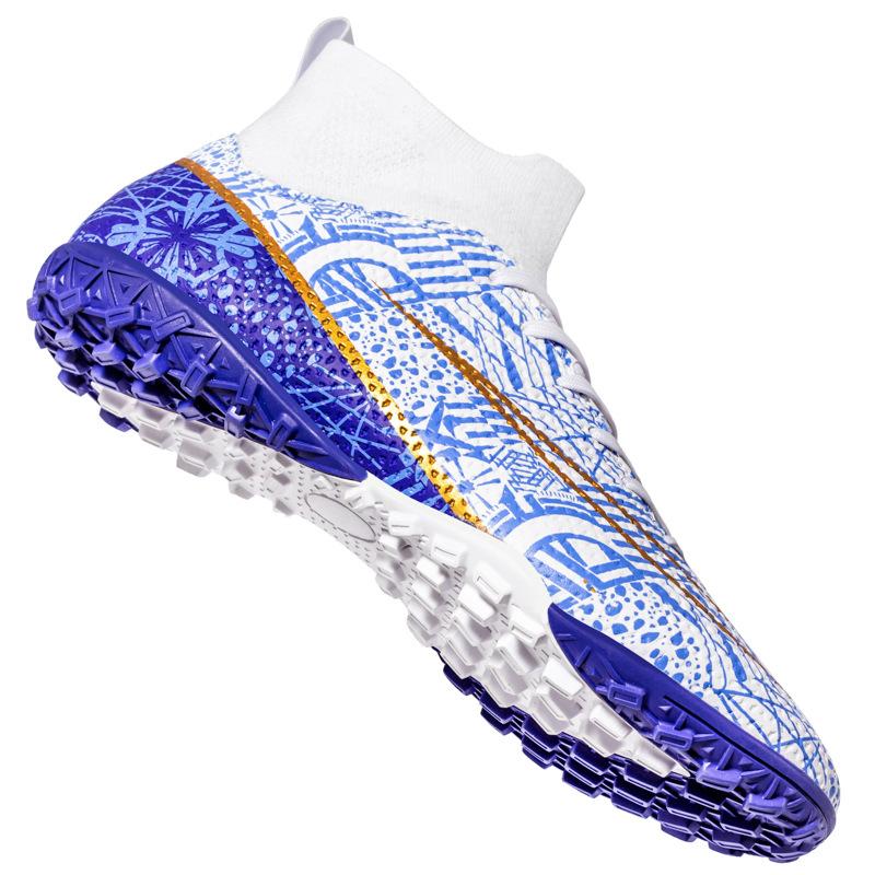Foreign trade football shoes men's broken nails mandarin duck shoes high-top fly-woven socks male adolescent students training shoes large size