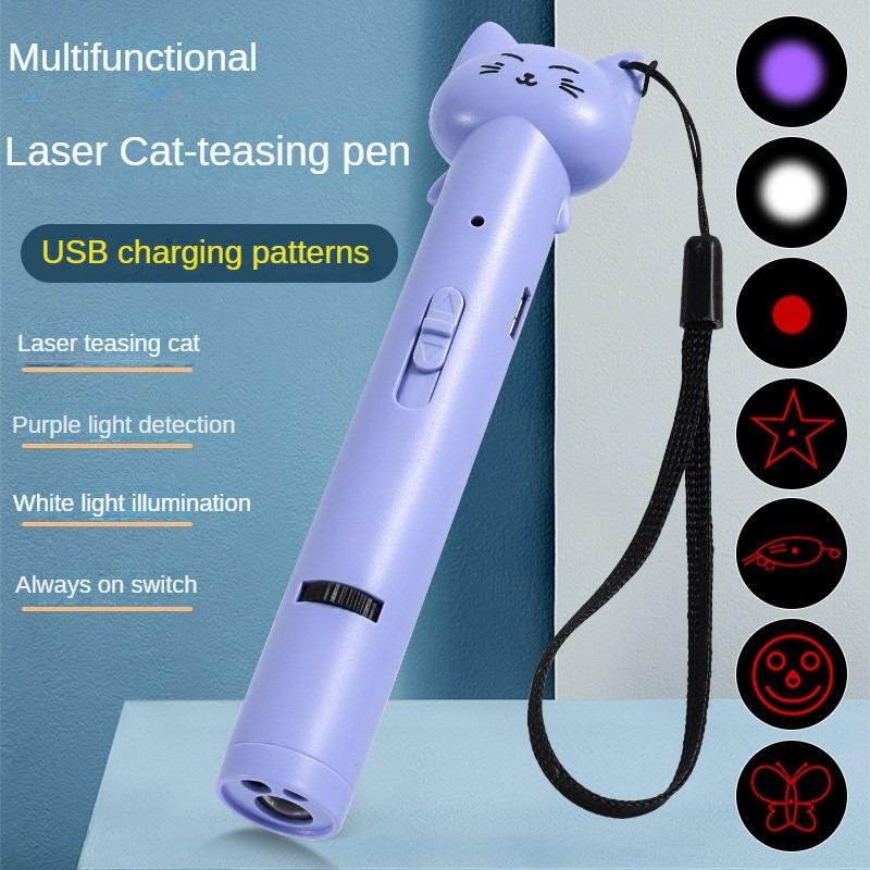 USB Charging Laser Cat Teasing Stick Infrared Laser Light Pattern Projection Cat Toy Pet Supplies Cat Teasing Pen cat toys
