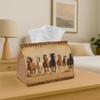 1pc Tissue Box | Western Rustic Illustration - Running Horses, Durable Polyester Decorative Storage for Kitchen, Living Room, Bedroom, Car - Multi-Fun