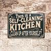 Room Decor Vintage Metal Sign This Is a SelfCleaning Kitchen Humorous Iron Wall Art Es for Home for Man Cave Res