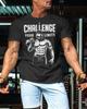 Challenge Herren Baumwoll-T-Shirt Fitnessstudio Workout Athletische Passform Lässiger Stil Schwarz - Herren Sommer Baumwolle Grafik-T-Shirt