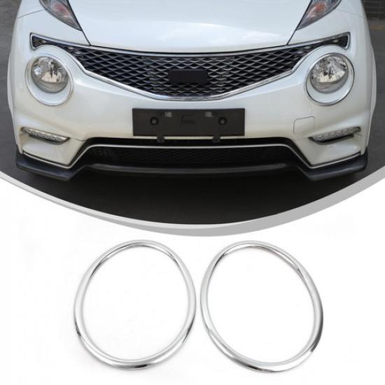 Silver Front Fog Light Trim Cover Ring for Nissan Juke 2014+