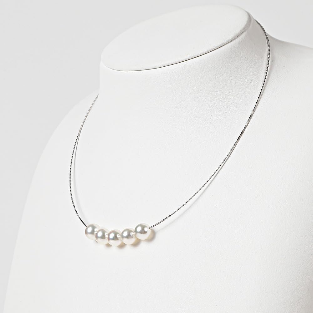 Quintuplets Pearl Pendant K18WG Pearl Necklace [Moon Label] Women's [Gift Wrapped]