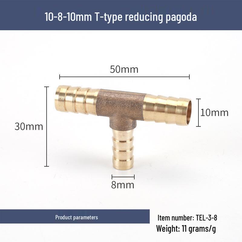 

Green Brass T-shaped Reducing Tee Fitting for Irregular Hose (4mm, 6mm, 8mm, 10mm, 12mm, 14mm)