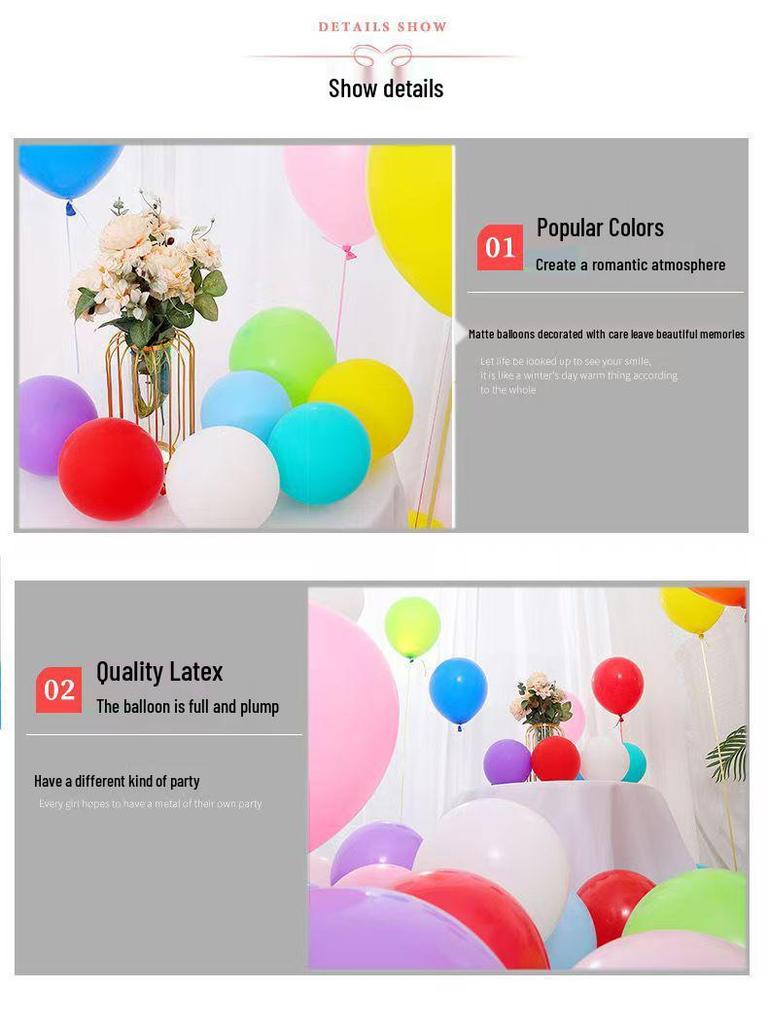 12-Inch Solid Color Balloons - 50pcs Macaron Metallic Latex Birthday Set