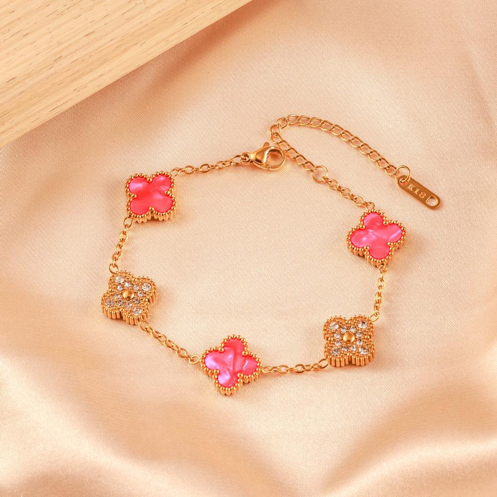 Four-leaf Clover Bracelet - Women's Luxury 18k Gold Plated Sparkling Bracelet
