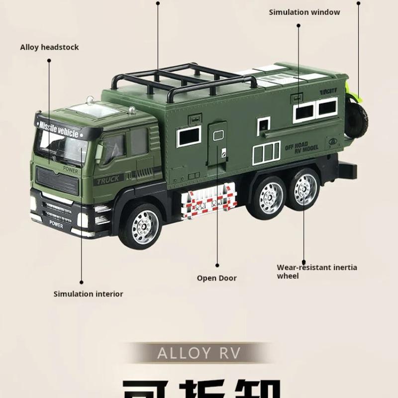 1/24 Maßstab Geländewagen Modell Miniatur Wohnmobil Spielzeug Metall Druckguss Türen Geöffnet Rückziehbar Campingwagen Modelle für Jungen