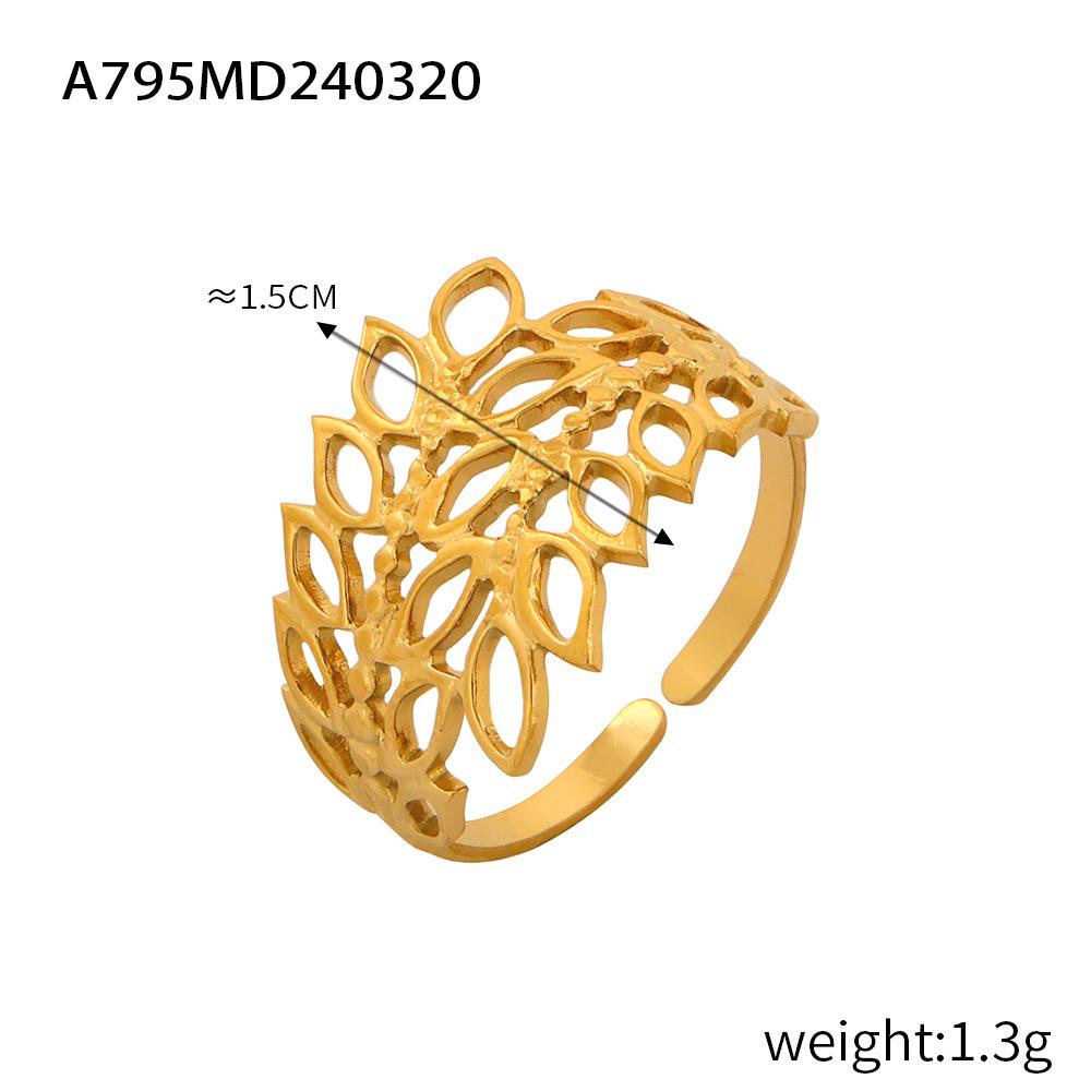 Fashion Commuting Simple Geometric Jewelry Hollow Multi-layer Texture Splicing Design Sense Index Finger Ring Titanium Steel Open Ring