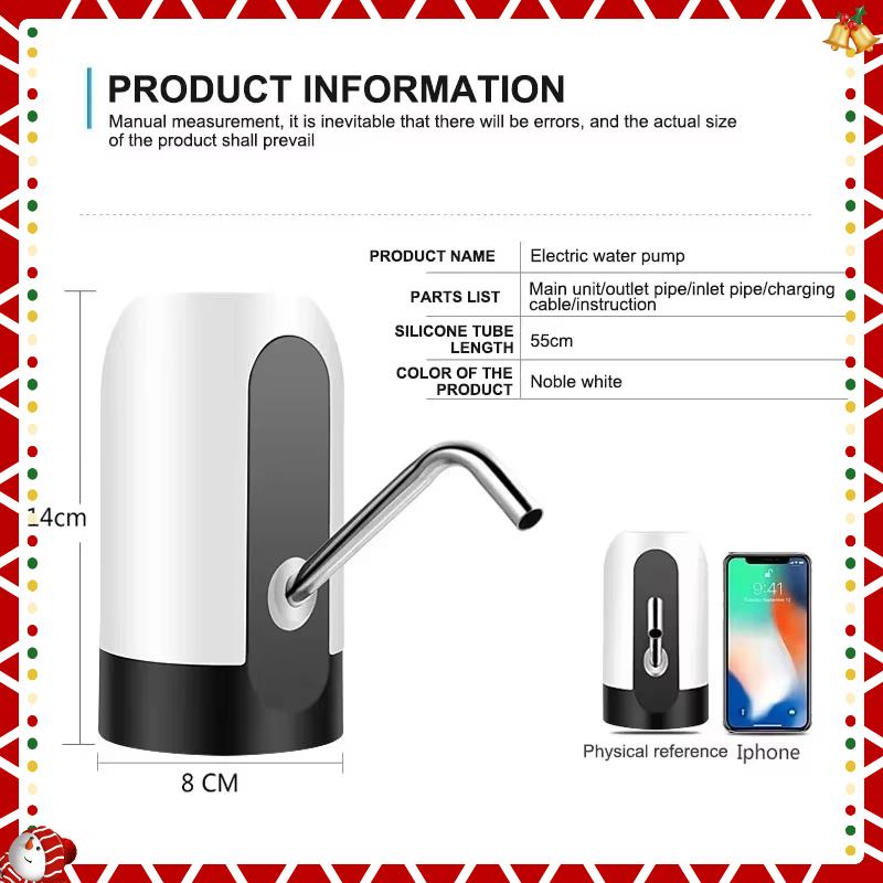 One-button Switch for Barreled Water USB Automatic Electric Water Dispenser and Kettle Pump Kitchen Tools Water Bottle Pump