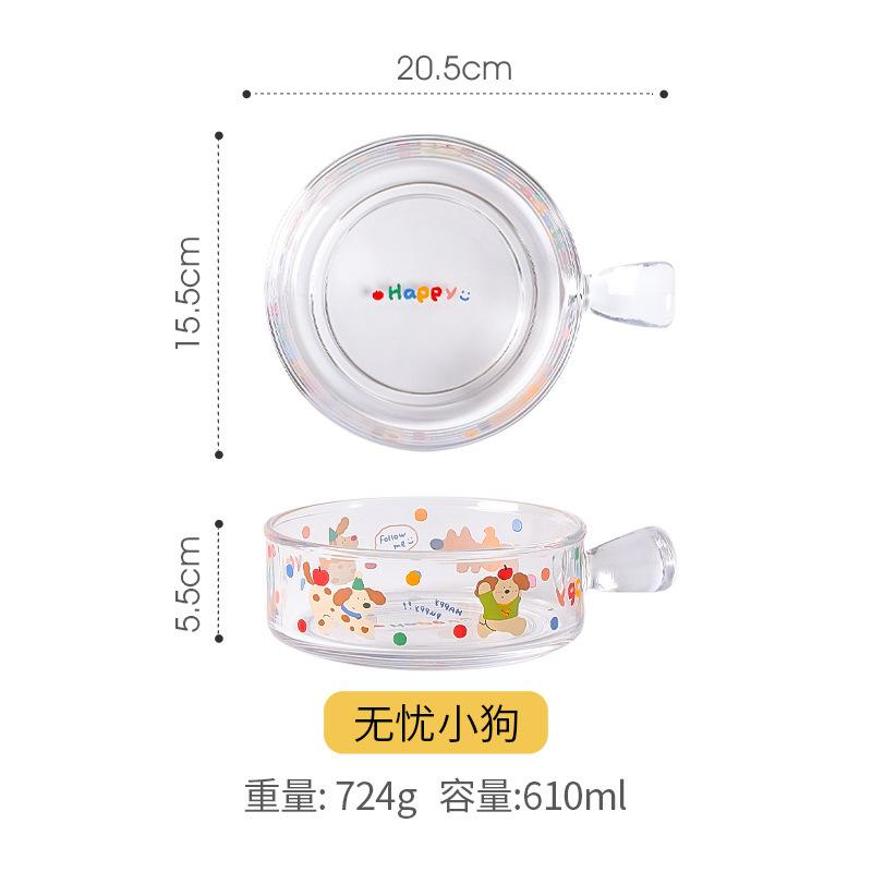 

Creative High-quality Appearance Glass Bowl,single-handle Suitable for Oven and Microwave, Modern and Simple Fruit Salad Bowls